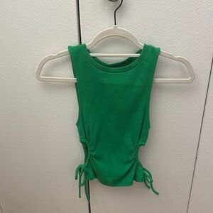 Zara Green Ribbed Halter Cutout Top